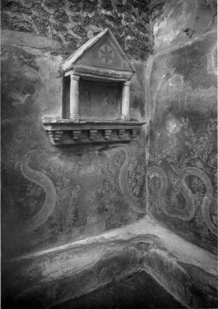 VI.15.23 Pompeii. September 2005. Small room at rear of the oecus with stone feature against south wal, looking eastl.