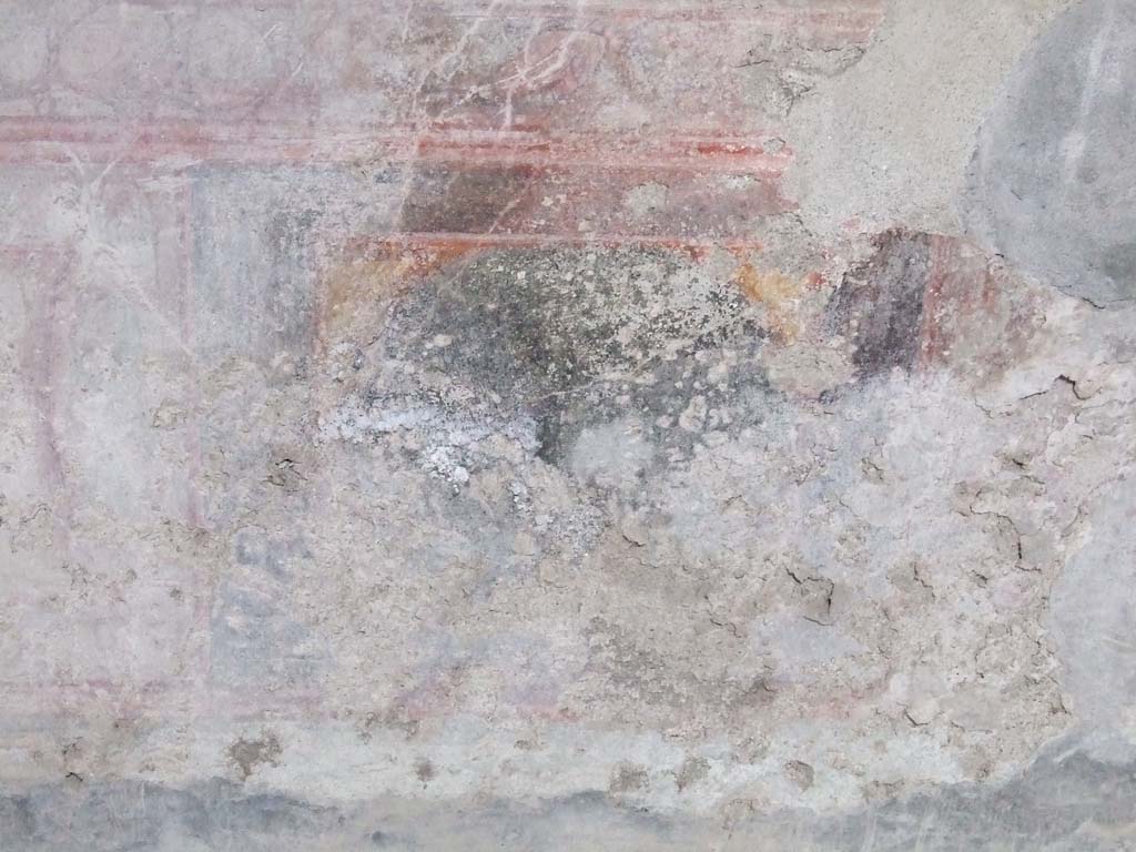 VI.16.15 Pompeii. December 2006. Tablinum D, detail of wall painting at base of centre of rear wall. 
