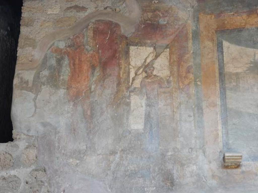 VI.16.15 Pompeii. May 2015. Tablinum D, detail of wall painting of hunt from north wall. Photo courtesy of Buzz Ferebee.

