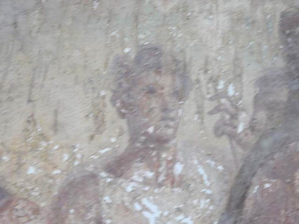 VI.16.15 Pompeii. May 2015. Room G, detail from central wall painting of a myth of Hercules. Photo courtesy of Buzz Ferebee.
