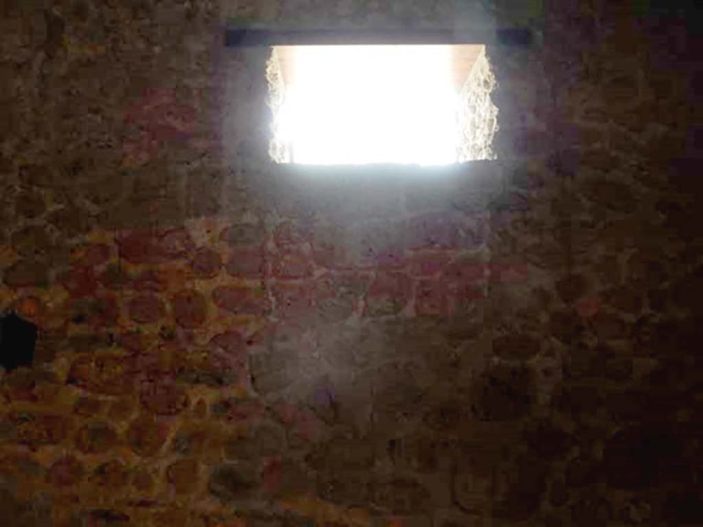 VI.16.15 Pompeii. May 2015. Room H, window in rebuilt east wall. Photo courtesy of Buzz Ferebee.