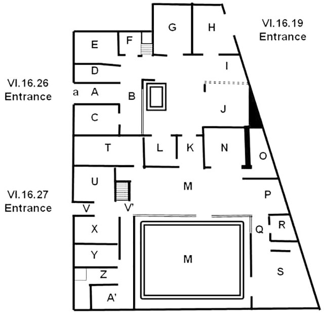 VI.16.27, VI.16.26 and VI.16.19 Pompeii
Combined room plan