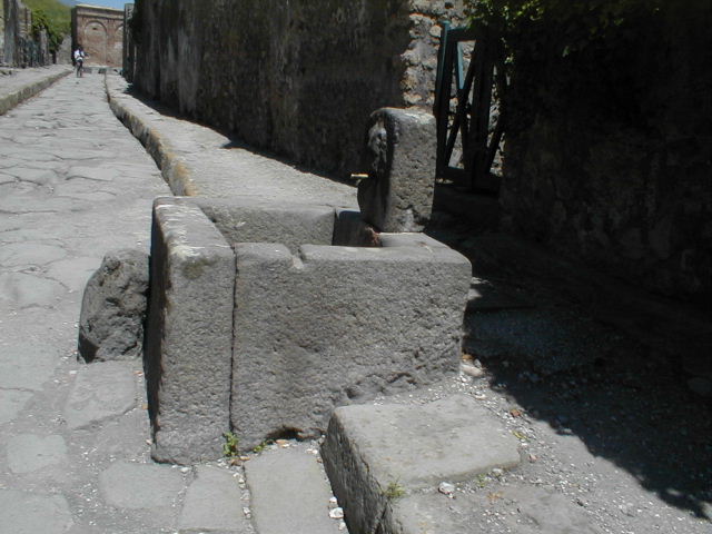 VI.16.28 Pompeii. July 2008. Looking south-west in room C towards pilaster between rooms D and A. Photo courtesy of Barry Hobson.
According to Hobson, occasionally narrow bore pipes might bring the rainwater directly off the roof directly into the cistern.
See Hobson, B., 2009. Latrinae et foricae: Toilets in the Roman World. London; Duckworth. (p.117, and fig 119)
According to Hobson, this pipe had an external diameter of 10cm, whereas the other two found from upper floors had a diameter of 18cm.
See Hobson, B. 2009. Pompeii, Latrines and Down Pipes. Oxford, Hadrian Books, (p.290 and p.295)
