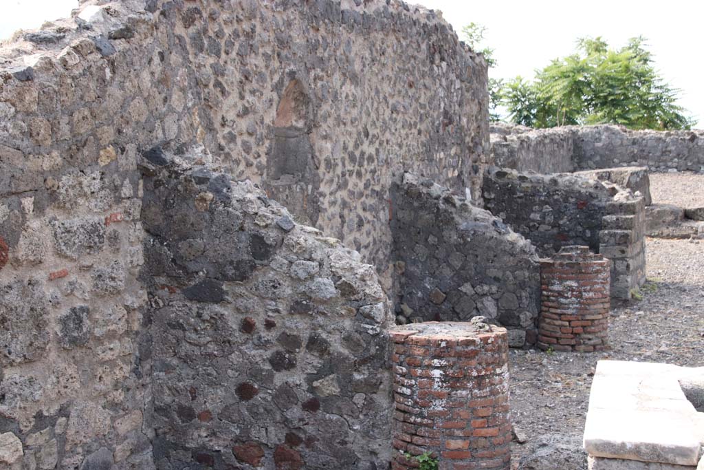 VI.17.4 Pompeii. September 2021. 
Masonry column (1) near south wall. Photo courtesy of Klaus Heese.
