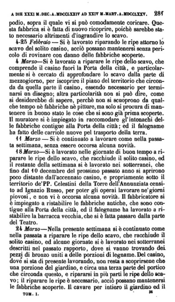 Copy of Pompeianarum Antiquitatum Historia 1, I, Page 281, January - March 1775. 