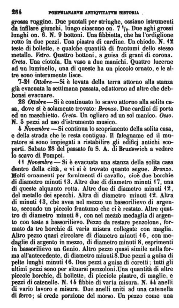 Copy of Pompeianarum Antiquitatum Historia 1, I, Page 284, September to November 1775 
