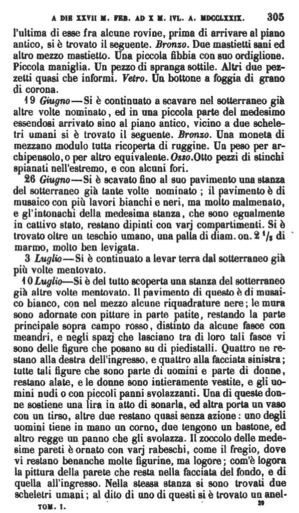 Copy of Pompeianarum Antiquitatum Historia, 1, 1, 305, June to July 1779 cont’d
