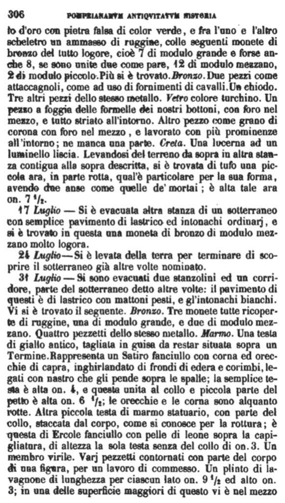 Copy of Pompeianarum Antiquitatum Historia 1, 1, page 306, July 1779.