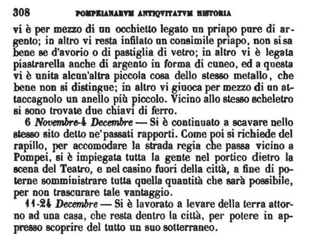 Copy of Pompeianarum Antiquitatum Historia 1, 1, page 308, October to December 1779.