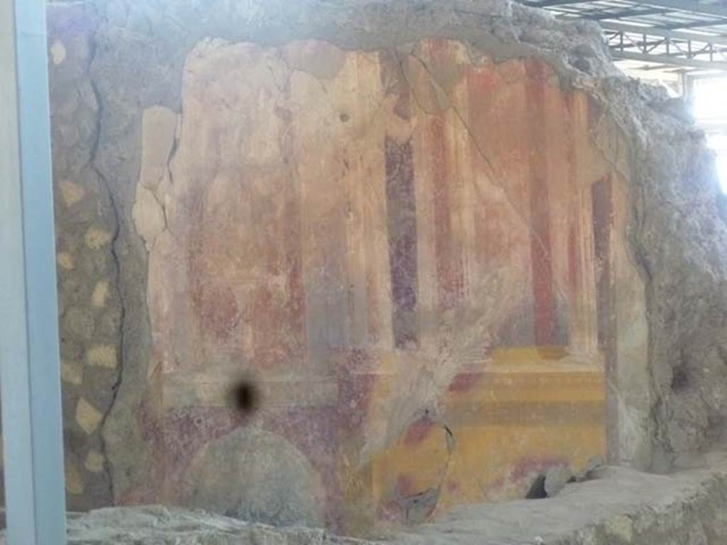 VI.17.41 Pompeii. May 2006. Looking north at west wall of room with painted decoration, on south side of atrium.
