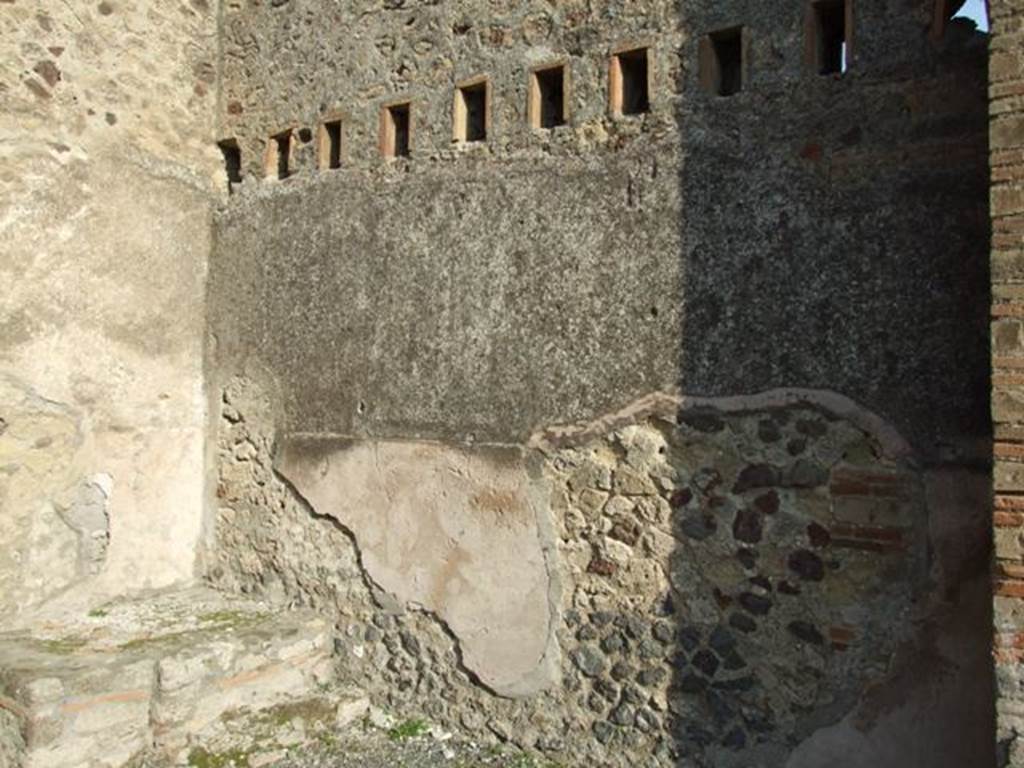 VII.1.2 Pompeii. December 2007. East wall with base of stairs in north-east corner.