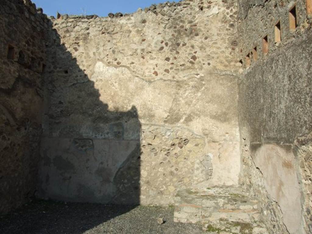 VII.1.2 Pompeii. December 2007. North wall with base of stairs in north-east corner.