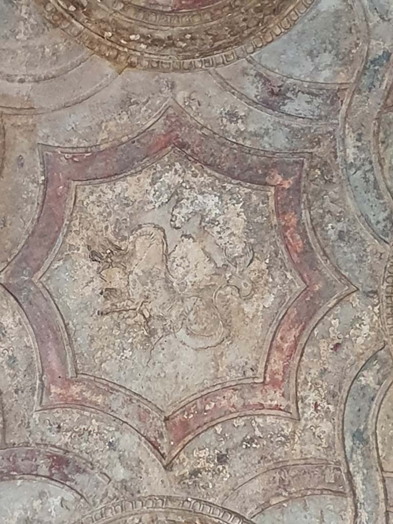 VII.1.8 Pompeii. September 2017. Vestibule 1, detail of stucco ceiling decoration. 
Photo courtesy of Klaus Heese.
