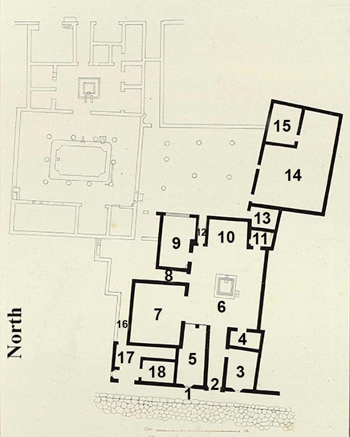 VII.1.47 Pompeii. 1854 plan of the house, based on Niccolini.