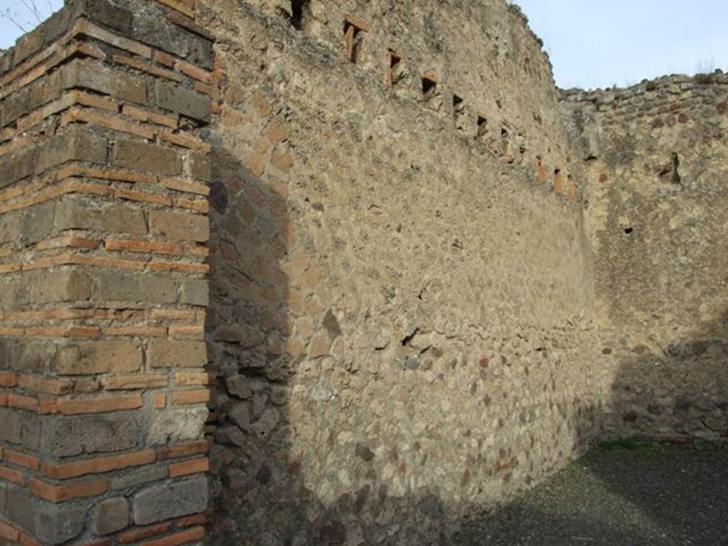VII.1.61 Pompeii. December 2007. North wall with site of steps to upper floor?.