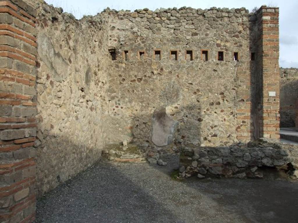 VII.1.62 Pompeii.  December 2007.  East wall with base of staircase.