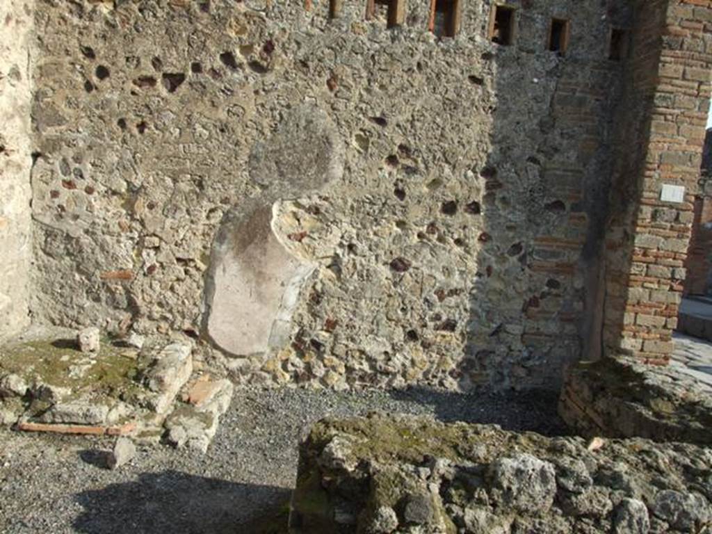 VII.1.62 Pompeii.  Side entrance.  December 2007.  East wall with base of staircase to upper floor.