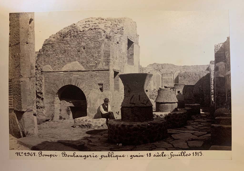 VII.2.22 Pompeii. 
From an album of Michele Amodio dated 1874, entitled “Pompei, destroyed on 23 November 79, discovered in 1745”. 
Looking east across bakery. Photo courtesy of Rick Bauer.
