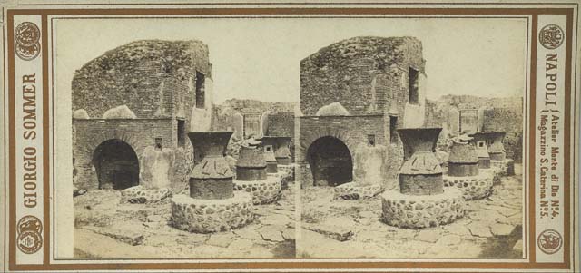 VII.2.22 Pompeii. 1870s photo by Sommer. Looking across bakery. Photo courtesy of Rick Bauer.