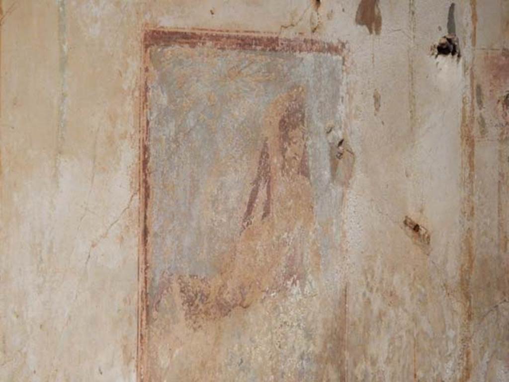 VII.2.45 Pompeii, May 2018. Central wall painting of Narcissus, from north wall of triclinium. Photo courtesy of Buzz Ferebee.