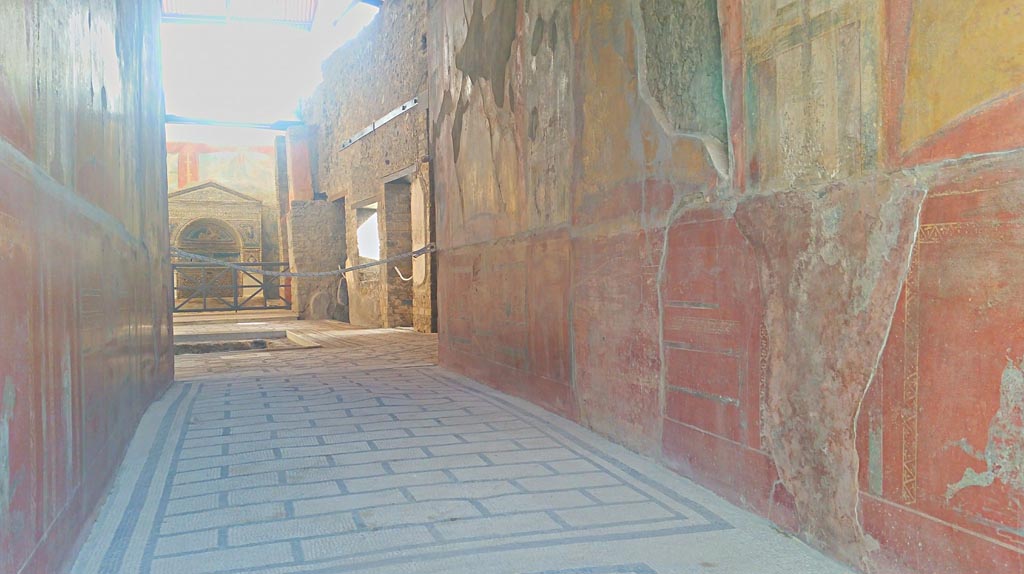VII.2.45 Pompeii. October 2017. Looking north along entrance corridor with decorated walls. 
Foto Taylor Lauritsen, ERC Grant 681269 DÉCOR.
