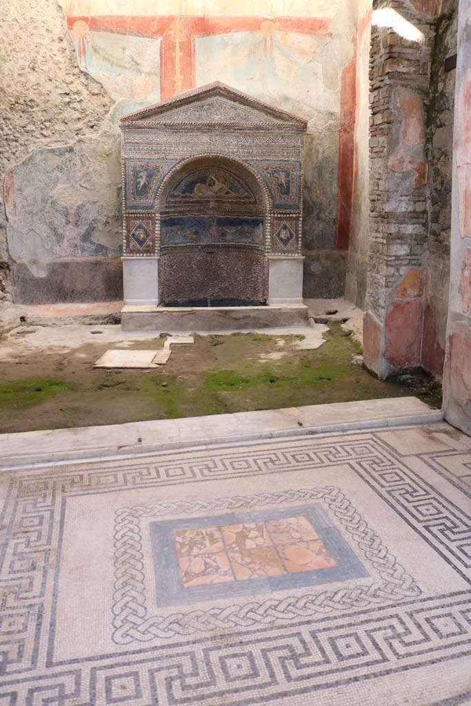 VII.2.45 Pompeii, May 2018. Looking towards north-west corner and north wall of stair-room. 
Photo courtesy of Buzz Ferebee.

