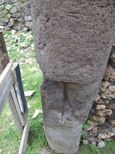 VII.3.11 Pompeii. March 2009. Brick and Tufa column on south west side of corridor.