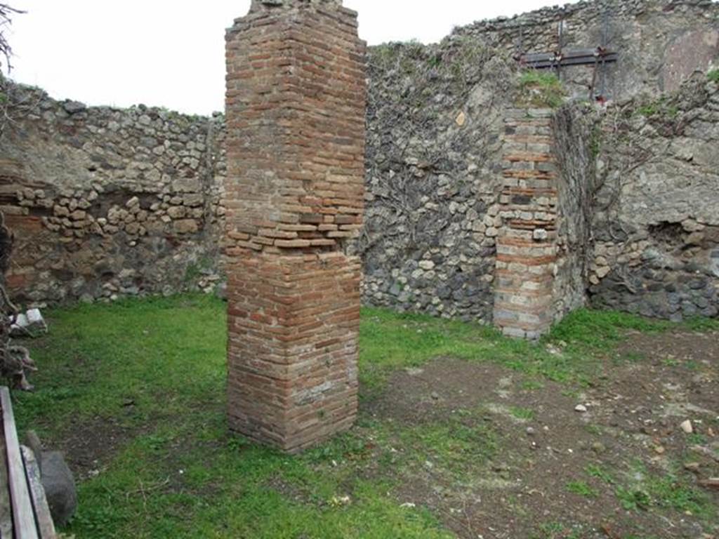 VII.3.34 Pompeii. March 2009. Looking north into room connected to VII.3.35, separated by two brick pilasters.