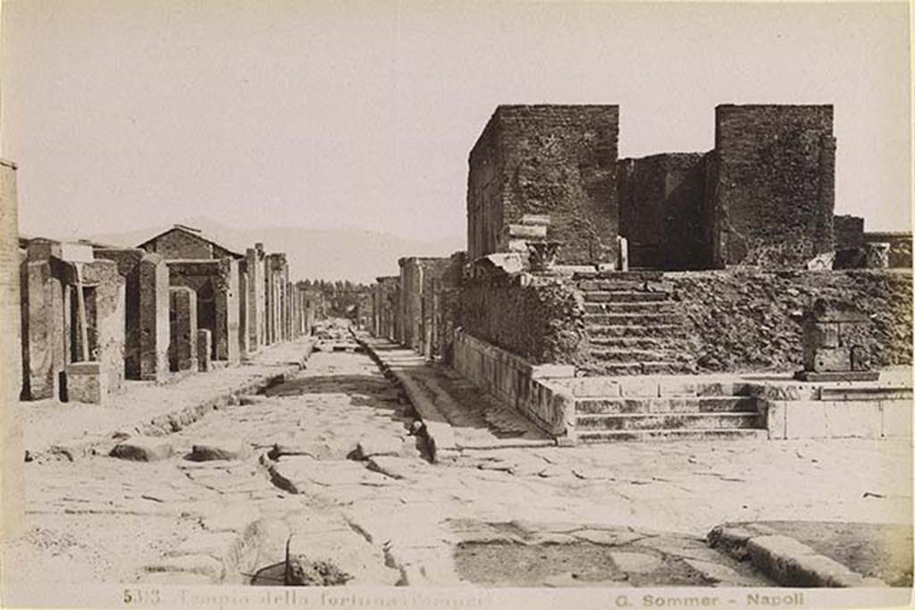 VII.4.1 Pompeii. 19th century photo by G. Sommer. Looking east towards crossroads outside entrance.
Photo courtesy of Rick Bauer.
