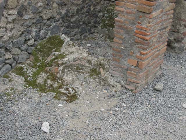 VII.4.4 Pompeii. May 2003. Remains embedded in floor in cupboard or small room under stairs of VII.4.5. Photo courtesy of Nicolas Monteix.

