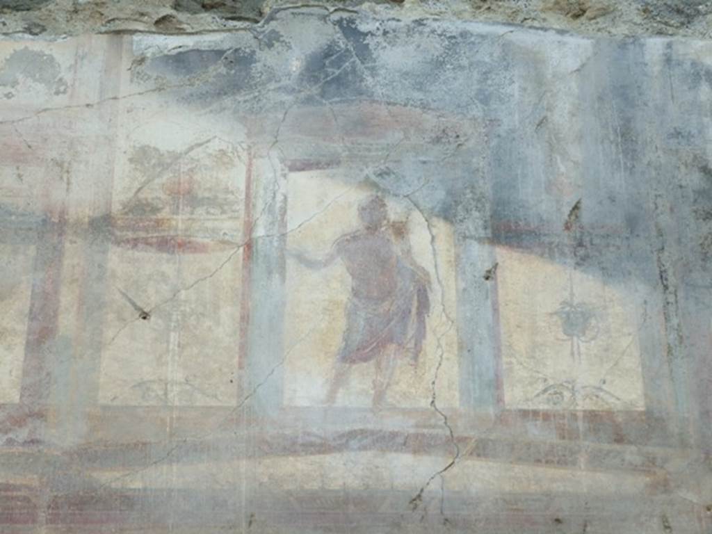 VII.4.31 Pompeii. March 2009. Room 6, painted figure on upper west wall of ala..