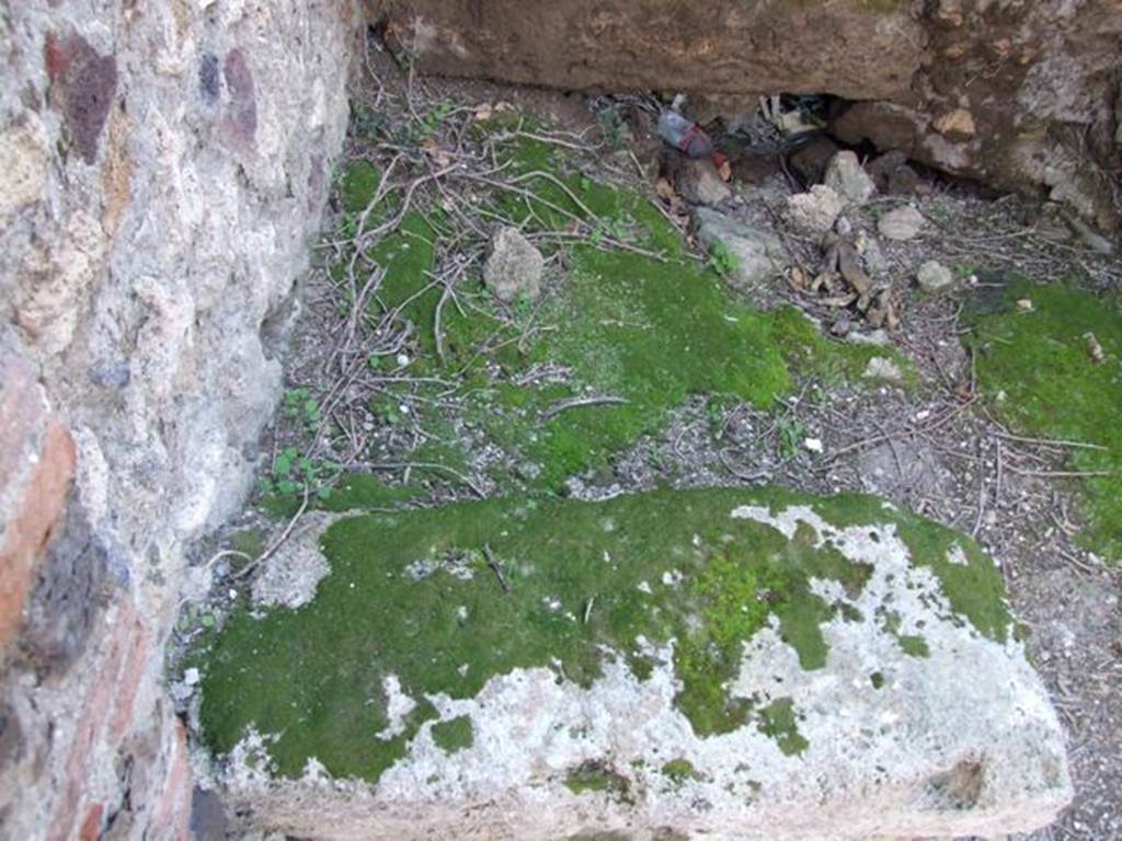 VII.4.44 Pompeii. March 2009. Base of stairs leading to upper floor, with latrine underneath.