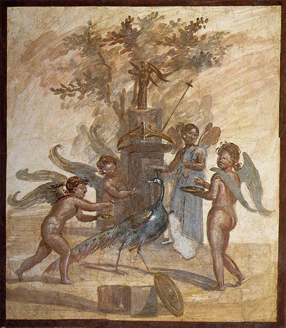 VII.4.59 Pompeii. Drawing by Giuseppe Marsigli, 1837, a copy of the painting of Cupids and Psyche making sacrifices to Hera.
Found in the Exedra or triclinium y, south wall. 
Now in Naples Archaeological Museum. Inventory number ADS 677.
Photo © ICCD. http://www.catalogo.beniculturali.it
Utilizzabili alle condizioni della licenza Attribuzione - Non commerciale - Condividi allo stesso modo 2.5 Italia (CC BY-NC-SA 2.5 IT)
