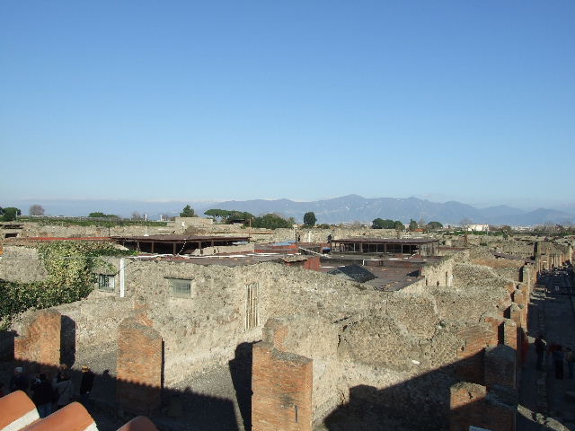 VII.5.19 Pompeii. December 2007. View looking east from roof of new restaurant.