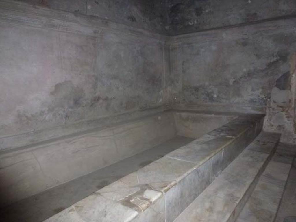 VII.5.24 Pompeii. December 2007. West end of marble hot bath in north end of caldarium (39).  