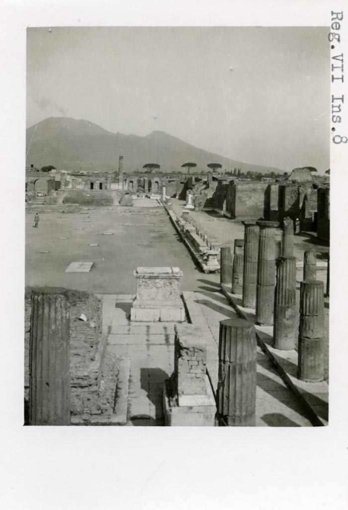 VII.8 Pompeii Forum. Old postcard dated 1903. Looking north along east side. Photo courtesy of Rick Bauer.