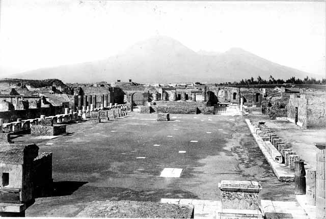 VII.8 Pompeii Forum. Old photograph by G Brogi. Looking north along the east side. Photo courtesy of Rick Bauer.