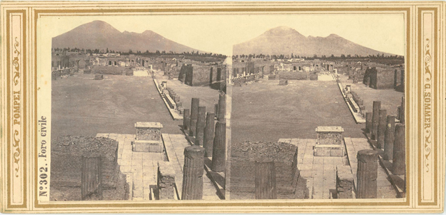 VII.8 Pompeii Forum. Old photograph/postcard by Sommer, c.1870’s. Looking north along the east side. Photo courtesy of Rick Bauer.
