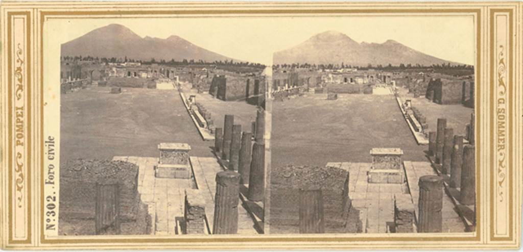 VII.8 Pompeii Forum. Album by M. Amodio, c.1880, entitled “Pompei, destroyed on 23 November 79, discovered in 1748”.
Looking north along east side. Photo courtesy of Rick Bauer.
