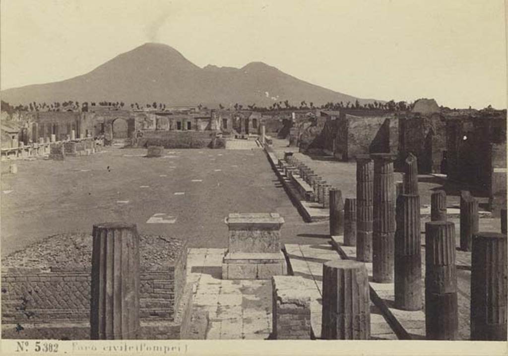 VII.8 Pompeii Forum. Old photograph by G Sommer. Looking north along the east side. Photo courtesy of Rick Bauer.