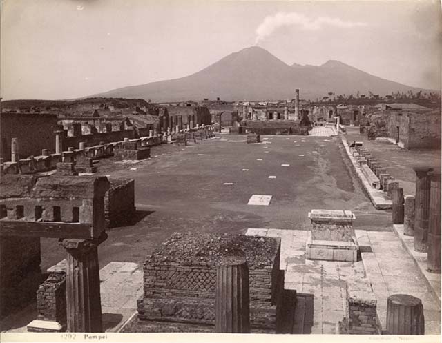 VII.8 Pompeii Forum. Between 1867 and 1874. Looking north along the east side.
Photo by Sommer and Behles. Photo courtesy of Charles Marty.
