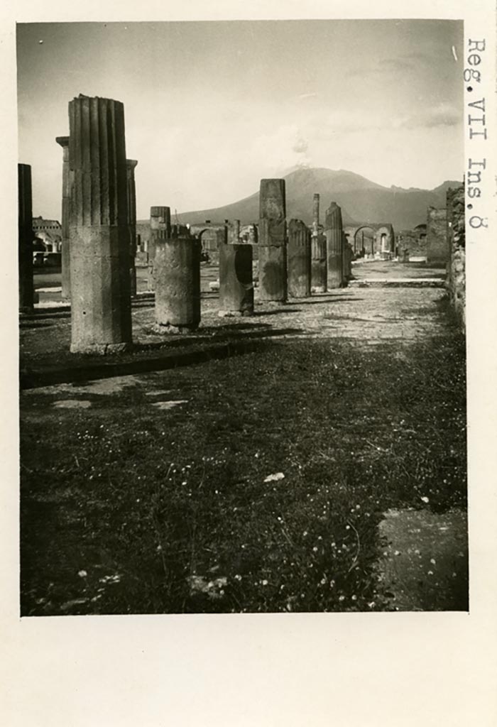 VII.8 Pompeii Forum. Pre 1873 photo, by Amodio no. 2951. Looking north along the east side, from south-east corner. Photo courtesy of Rick Bauer.
