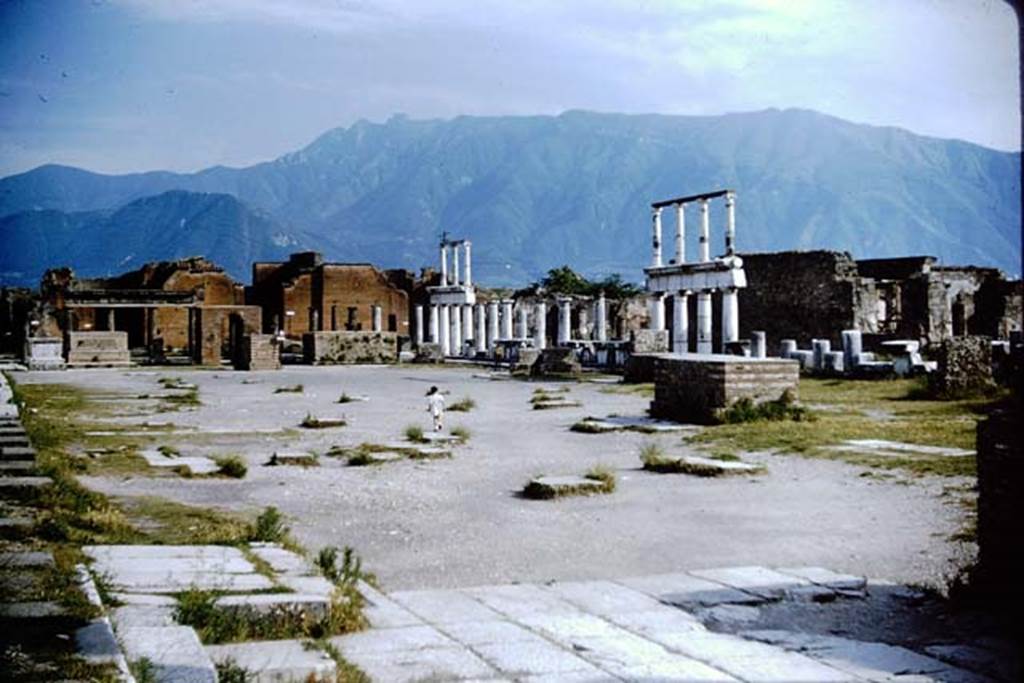 VII.8, Pompeii. August 1965. Looking south towards south and west sides of the Forum.
Photo courtesy of Rick Bauer.
