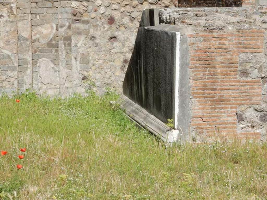 VII.9.2 Pompeii, May 2018. Steps against north wall of cella, looking towards stucco. Photo courtesy of Buzz Ferebee.