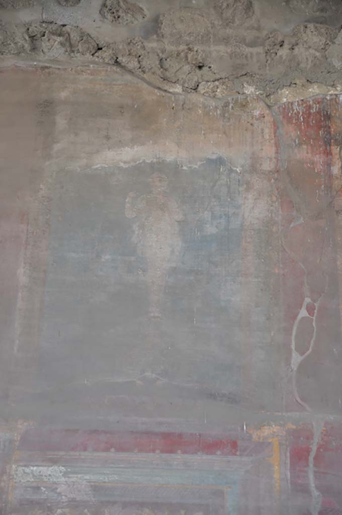 VII.9.7 and VII.9.8 Pompeii. Macellum. December 2018. 
North wall in north-east corner with remains of wall painting. Photo courtesy of Aude Durand. 
