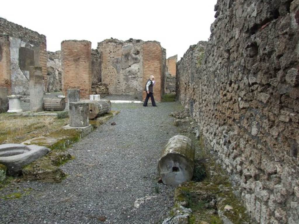 VII.9.47 Pompeii.  March 2009.  East side of Peristyle, looking north along site of East Portico.