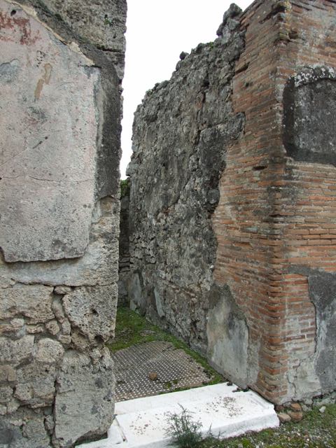 VII.9.47 Pompeii. March 2009. Doorway to room 2, cubiculum showing south wall.
