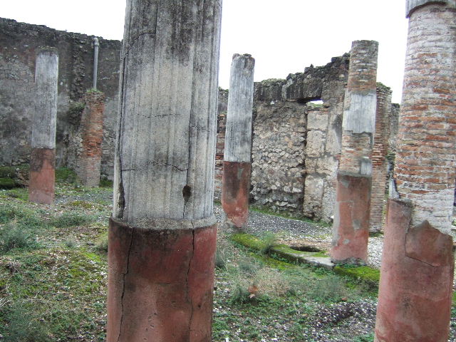 VII.10.5 Pompeii. December 2005. Looking south-west from north portico, across garden peristyle.  