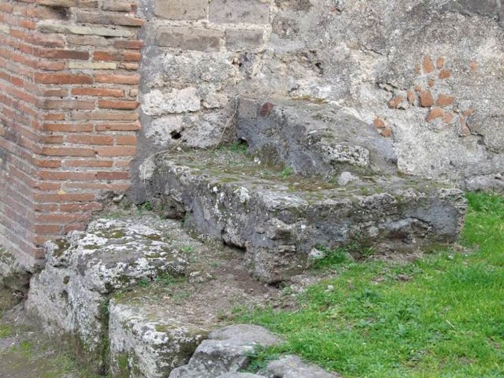 VII.12.4 Pompeii.  December 2007.  Base of staircase on east wall.