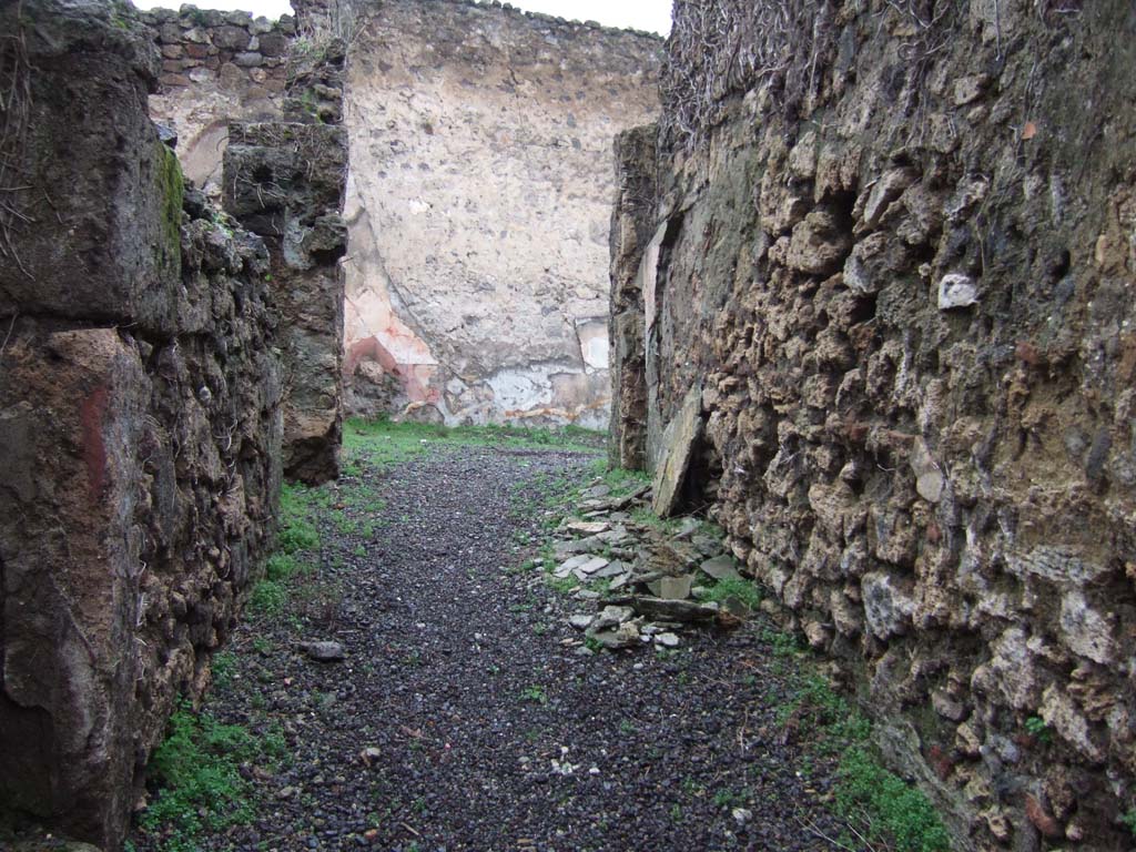 VII.12.21 Pompeii. December 2007. Looking north along fauces or entrance corridor.